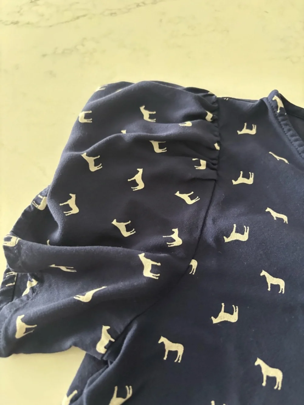 Nordstrom Navy Dog-Print Ruffle Sleeve Tiered Dress